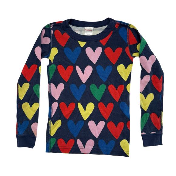 HANNA ANDERSSON Blue Multi Hearts Long Johns Pajama Set Size 120 6-7 Organic - Picture 3 of 8
